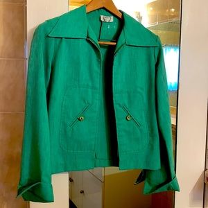 Vintage 1970s Kelly Green linen pants suit